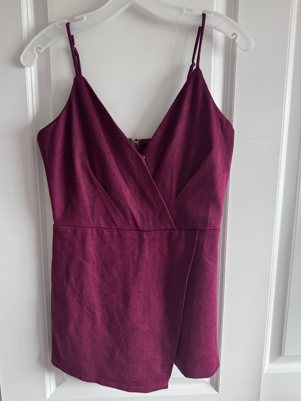 She + Sky burgundy faux-suede wrap romper/skort